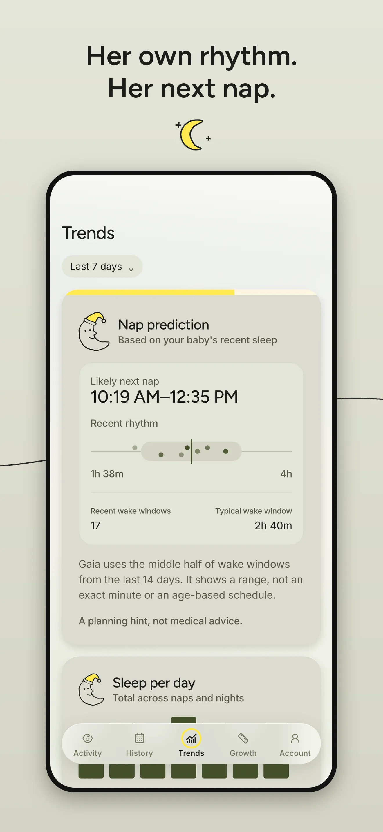 App Store screenshot of Gaia's nap prediction